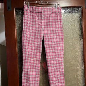 J Crew, Pink Plaid, Cigarette Pants, Size 4L, NWT